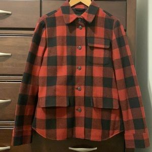 J.Crew buffalo check sherpa-lined coat